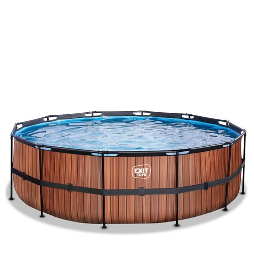 EXIT Wood opzetzwembad met filterpomp bruin Ø450x122cm