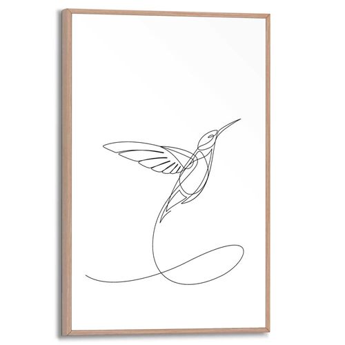 Praxis Decoratief paneel Silhouet kolibrie zwart en wit 20x30cm MDF