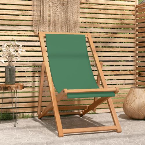 VidaXL strandstoel inklapbaar teakhout groen