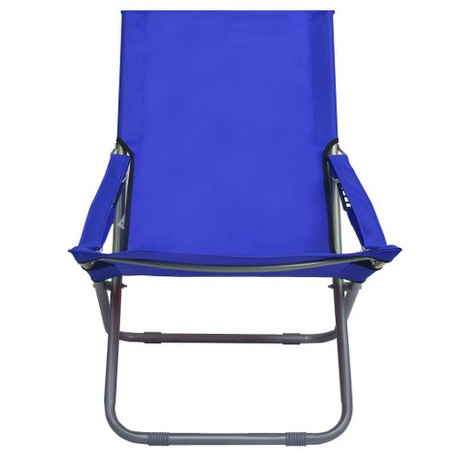 VidaXL strandstoel inklapbaar teakhout blauw 2 stuks